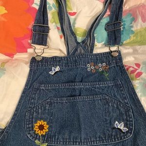Agapo Floral denim Capri overalls, M (Reserved)